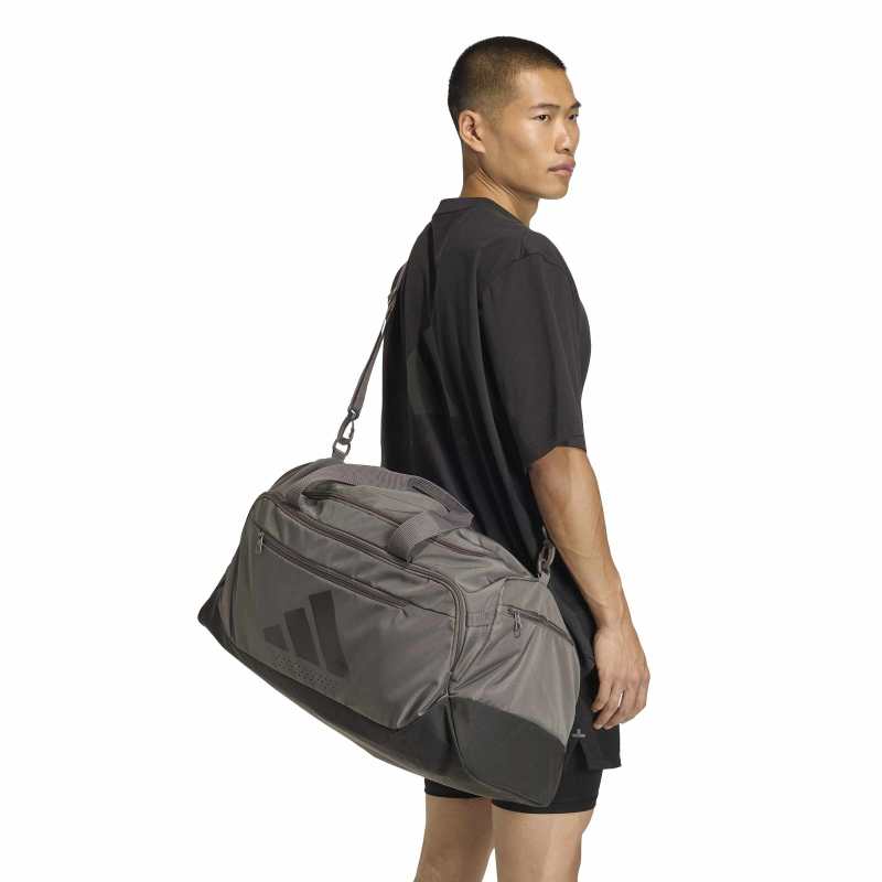 KC6752_7_HARDWARE_On Model_Side Extra View_white Adidas Training Defender Duffle Bag Medium KC6752 – 7